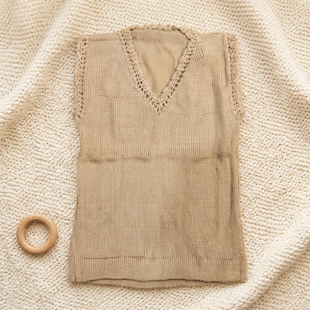 V-neck with hand Knitted, crochet