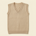 V-neck with hand Knitted, crochet