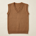 Brown knitted sleeveless V-neck vest