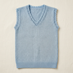 Sky blue knitted sleeveless V-neck vest