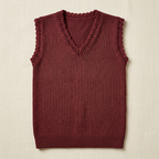 Maroon knitted sleeveless V-neck vest