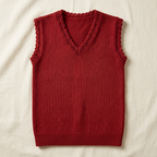 Red knitted sleeveless V-neck vest