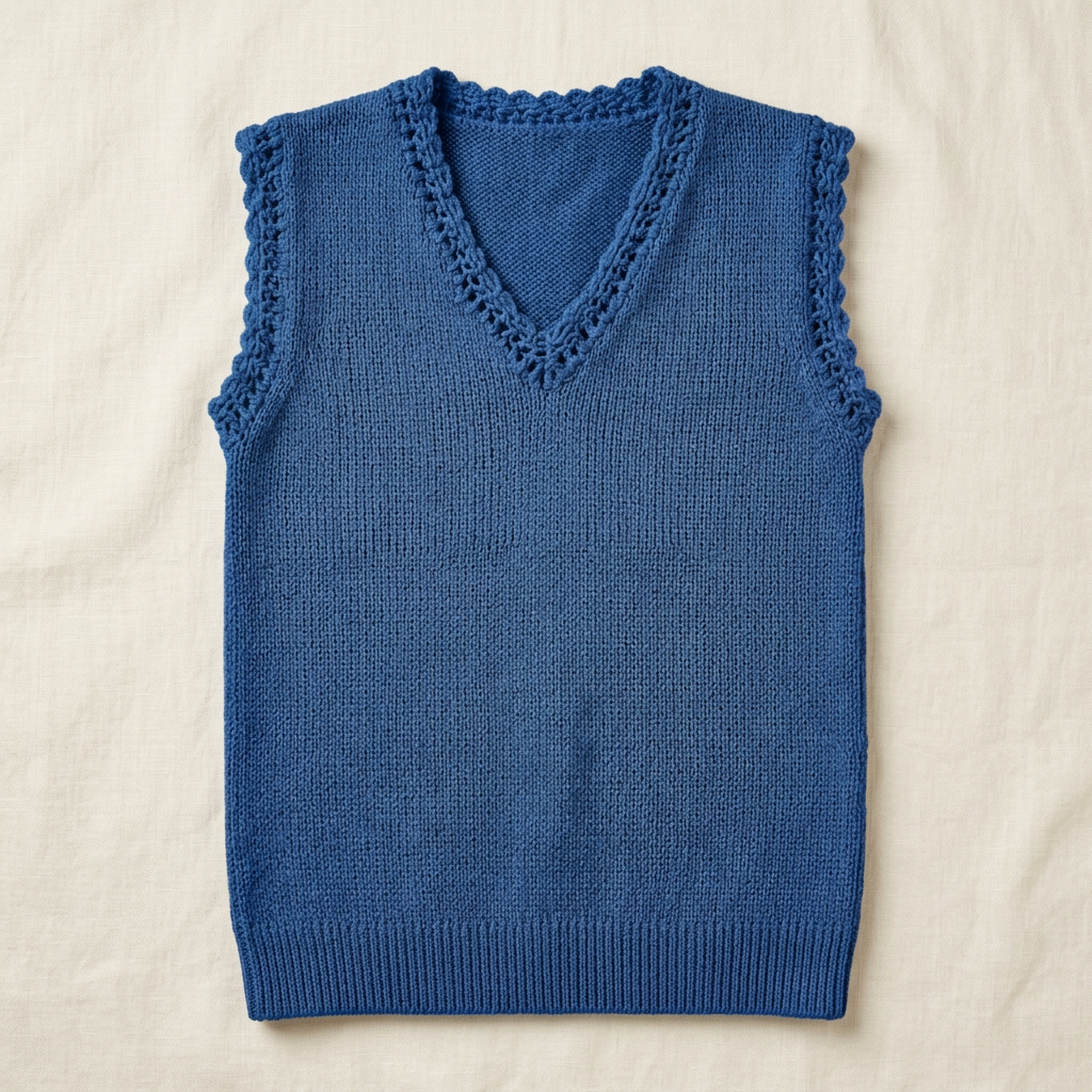 Royal blue knitted sleeveless V-neck vest