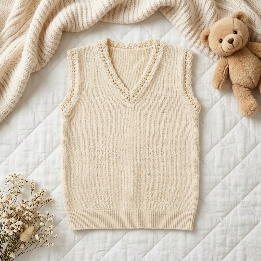 V-neck with hand Knitted, crochet