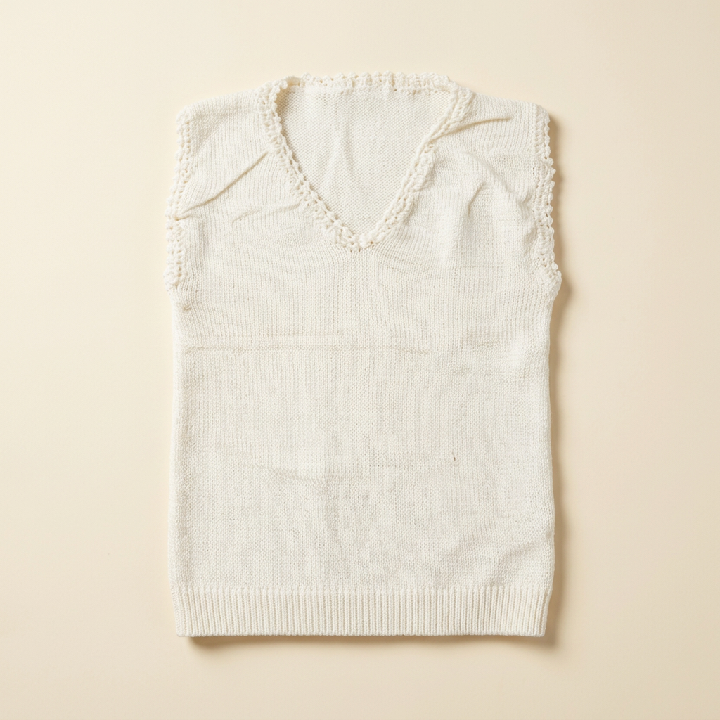 V-neck with hand Knitted, crochet