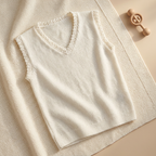 V-neck with hand Knitted, crochet
