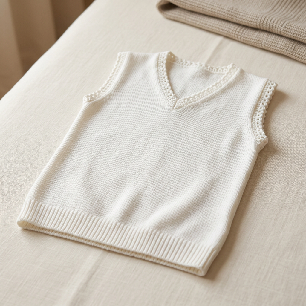 V-neck with hand Knitted, crochet